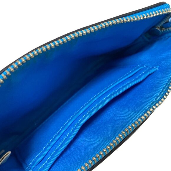 Auth COACH - F65758 Light Blue Dark Navy Leather Pouch - Picture 7 of 7